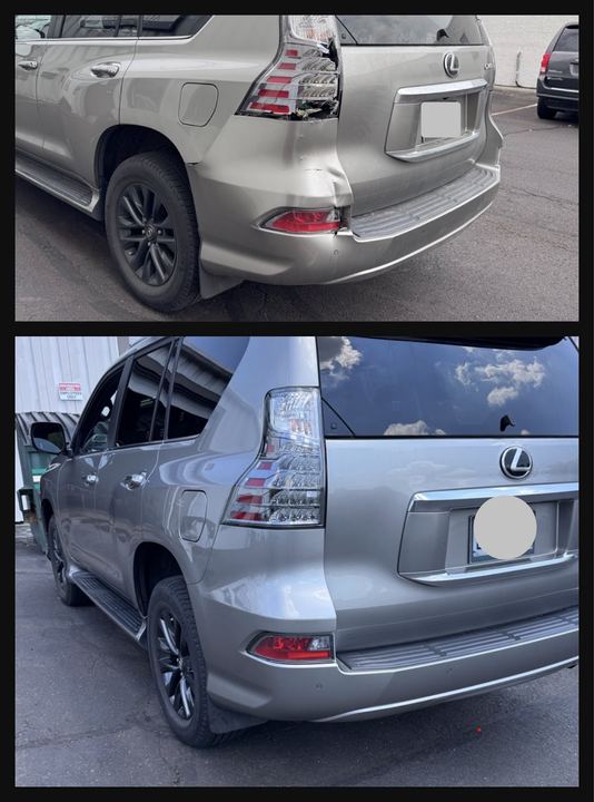Lexus GX silver, rear door/quarter