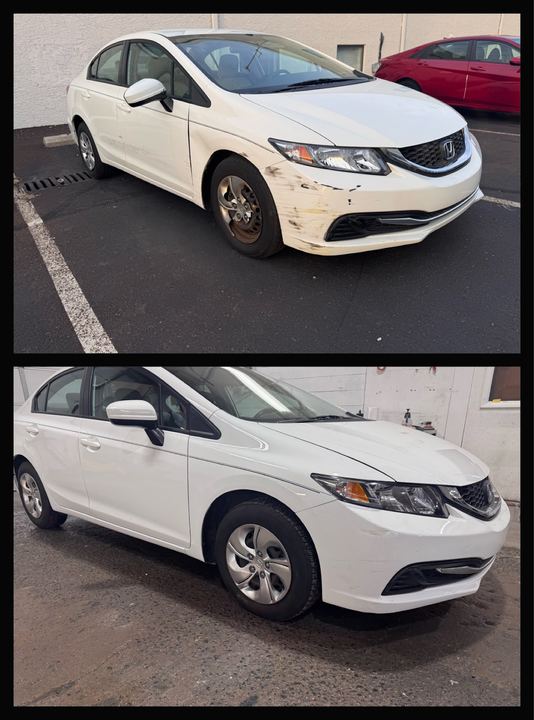 Honda Civic white, hood/front