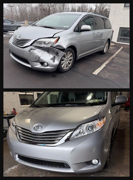 Toyota Sienna silver, front corner